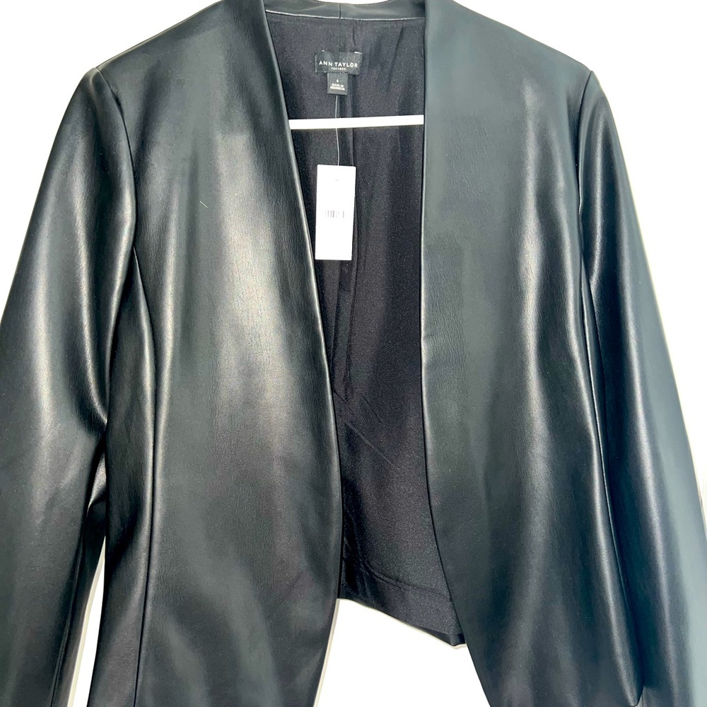 Ann Taylor Black Faux Leather Jacket - 6